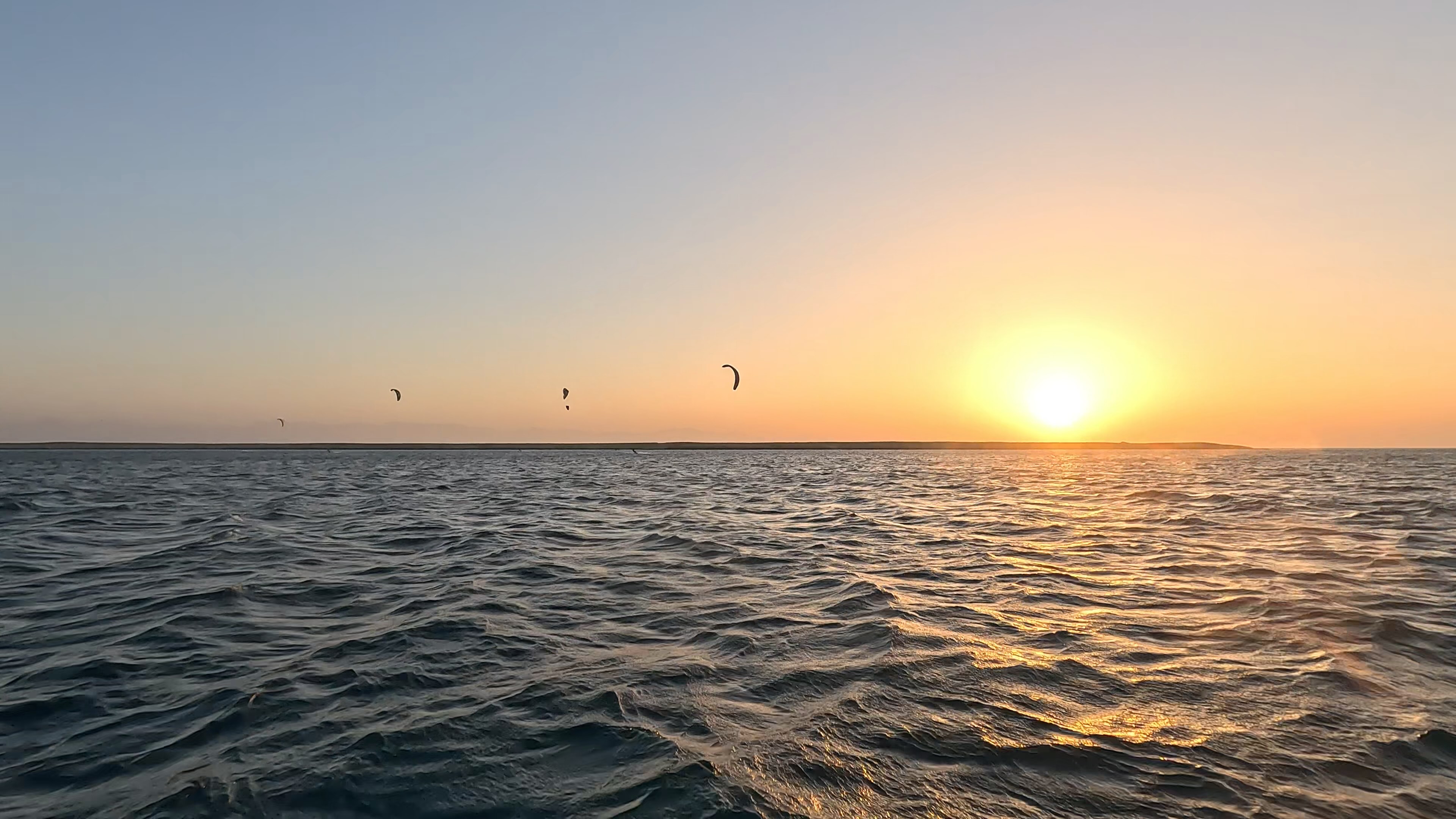Sunrise kitesurfing in Egypt